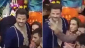 Anil Kapoor and Wife Sunita Seek Blessings at Lalbaugcha Raja Amid Ganesh Chaturthi 2025 Festivities: Watch Now